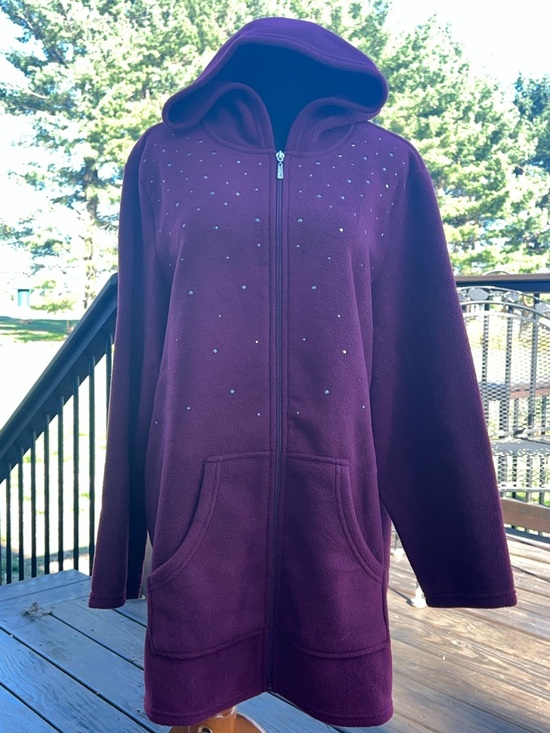 Quacker Factory Jackets & Blazers - Quacker Factory Hooded Fleece Zip-Up Jacket